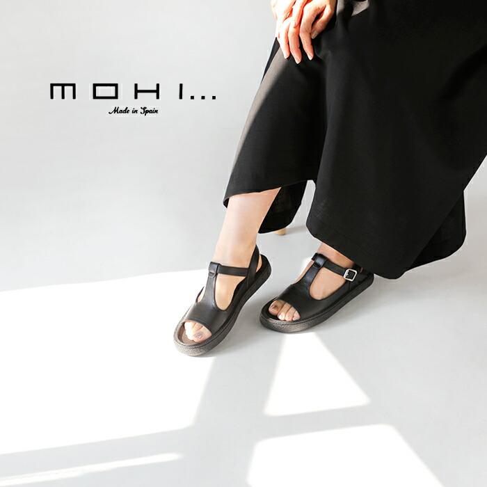 MOHI（モヒ） サンダル レザー Tストラップ オープントゥ フラット