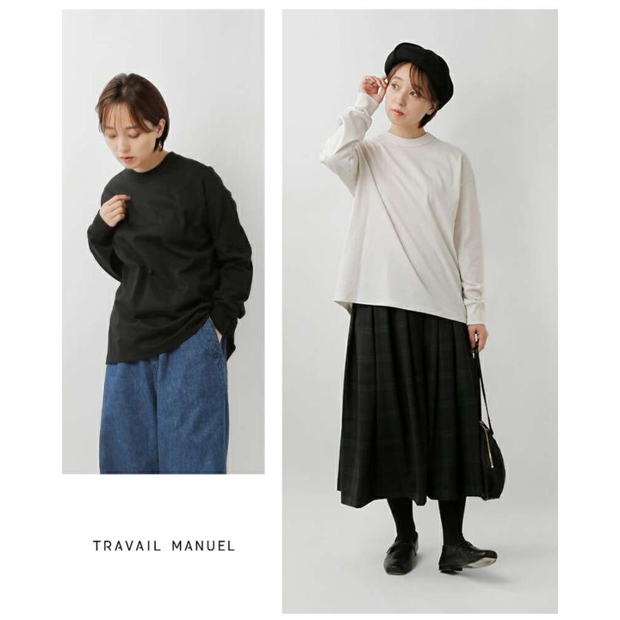 TRAVAIL MANUEL トラバイユマニュアル  コットン ミディ天竺 バックラウンド 長袖 Tシャツ 2041-mt 2025aw新作 レディース クーポン対象 TRAVAIL MANUEL（トラバイユマニュアル） コットン ミディ天竺 バック