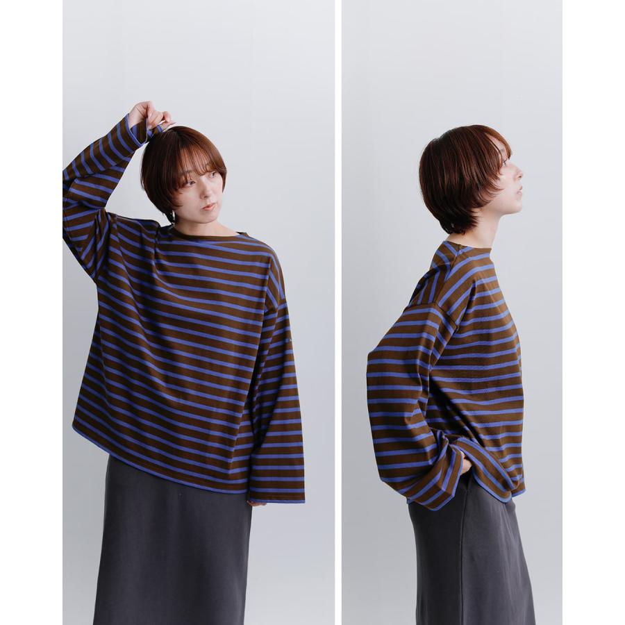 Le Minor（ルミノア） コットン オーバーサイズ ボーダー Tシャツ