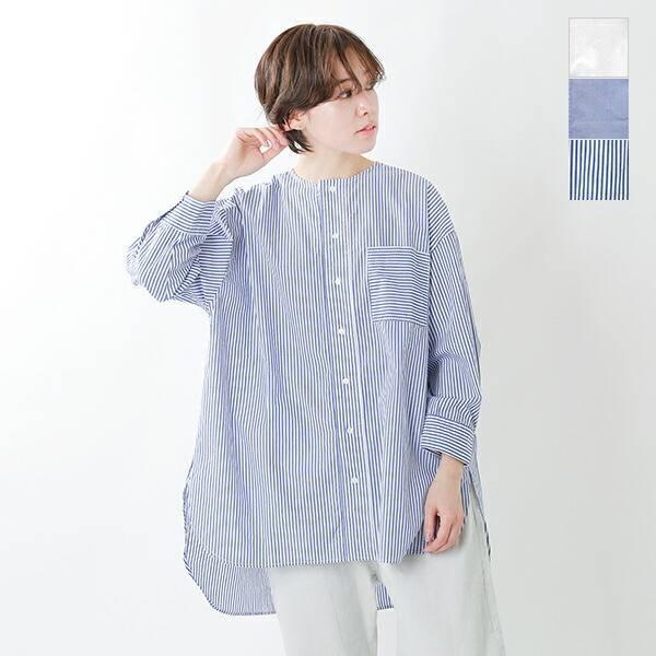 21春夏新色 Fabrique En Planete Terre ファブリケ アン プラネテール コットンブロードノーカラー9分袖シャツ 21ss新作 工房直送価格 Codewitty Com