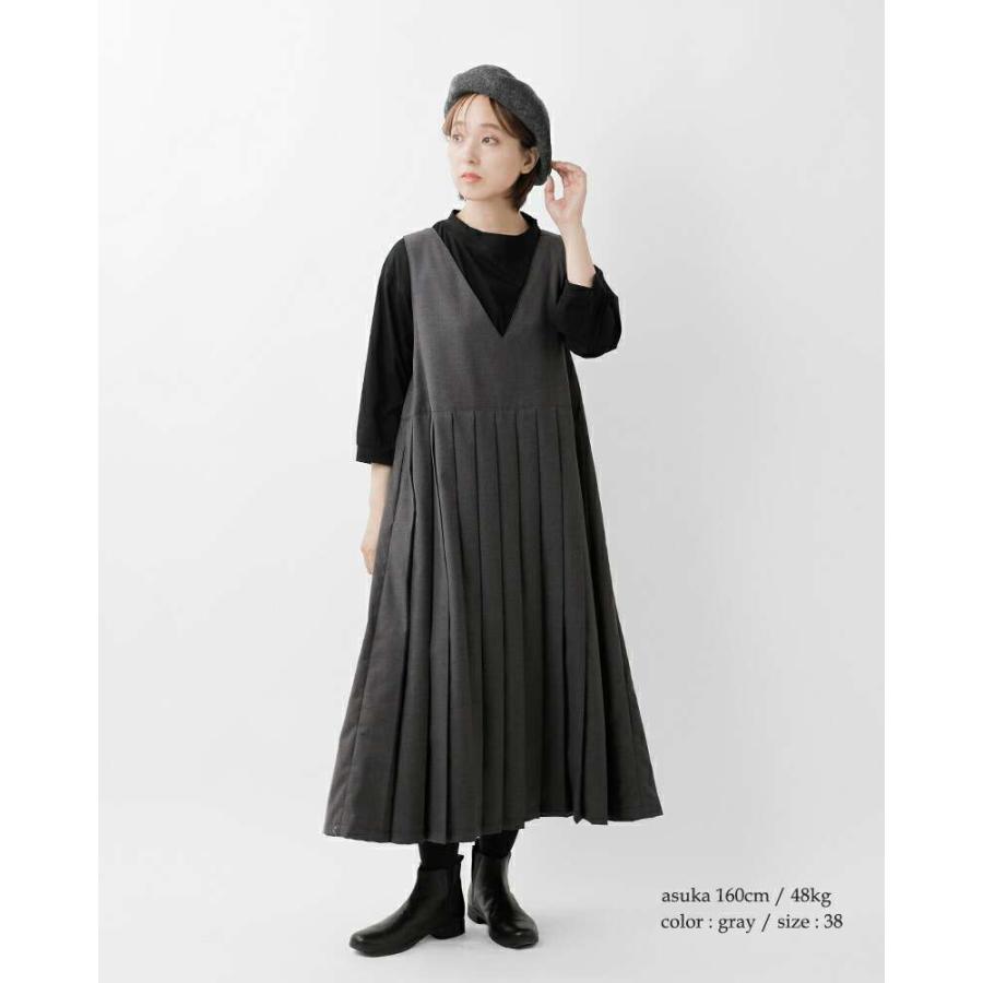 CORCOVADO ノースリーブワンピース 38 イナ ina aranciato別注 胸切替タック Vネック ノースリーブ