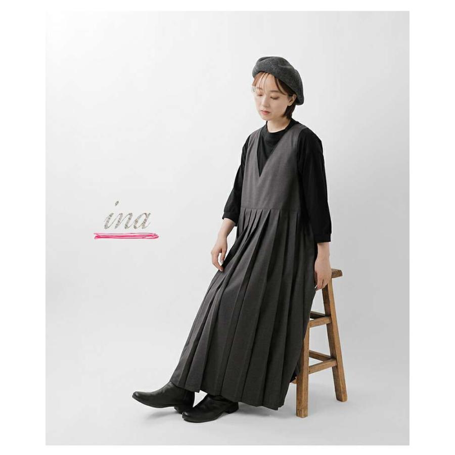 イナ ina aranciato別注 胸切替タック Vネック ノースリーブ