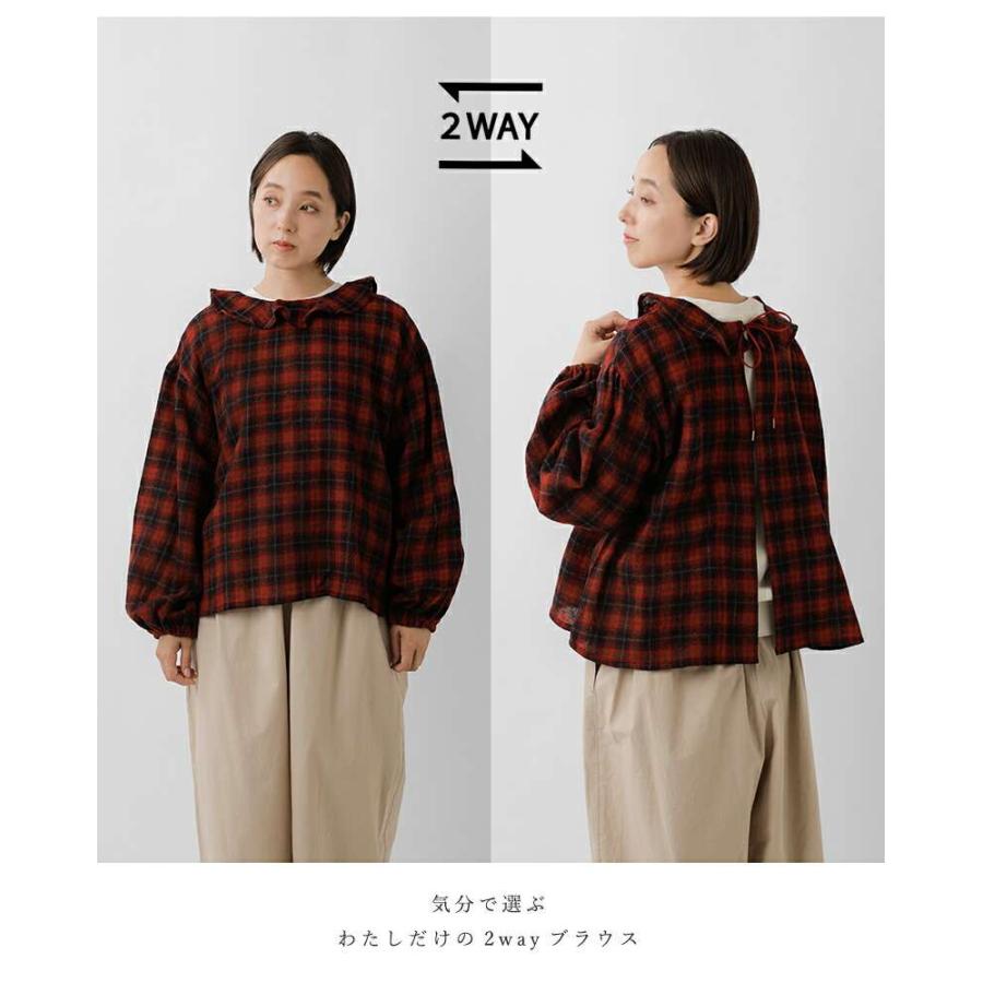 イナ セール【60%OFF】イナ ina ウール ガーゼ チェック 2way 襟