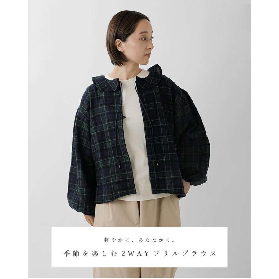 イナ セール【60%OFF】イナ ina ウール ガーゼ チェック 2way 襟