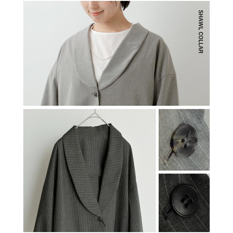 イナ ina 2wayストレッチ ストライプ ショールカラー ジャケット