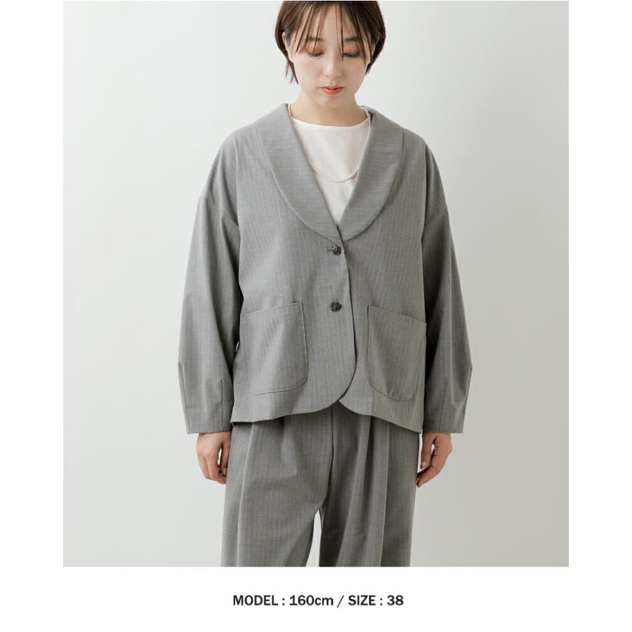 イナ ina 2wayストレッチ ストライプ ショールカラー ジャケット