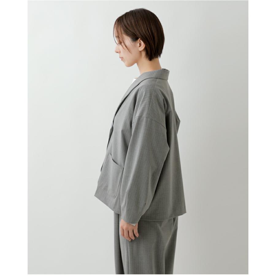 イナ ina 2wayストレッチ ストライプ ショールカラー ジャケット