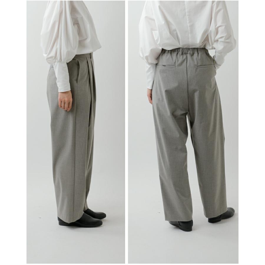 イナ ina 2wayストレッチ ストライプ 脇ボタン付 後ろゴム パンツ