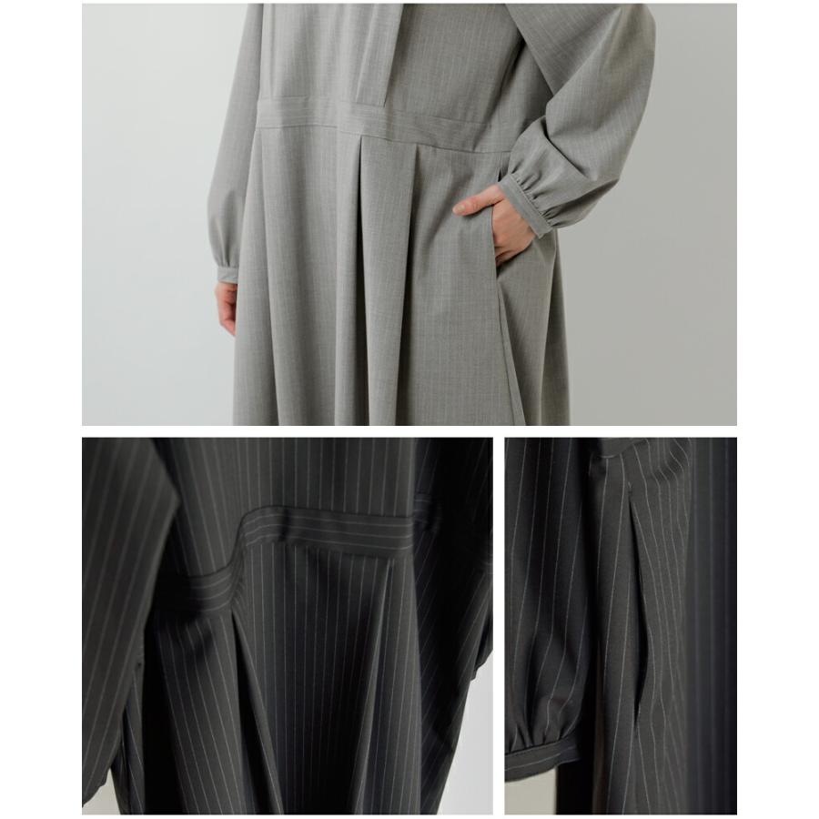 イナ ina 2wayストレッチ ストライプ ウエスト切替 ワンピース 255652