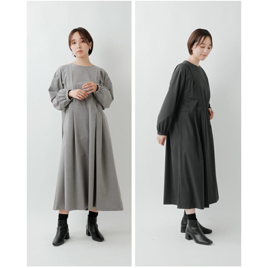 イナ ina 2wayストレッチ ストライプ ウエスト切替 ワンピース 255652