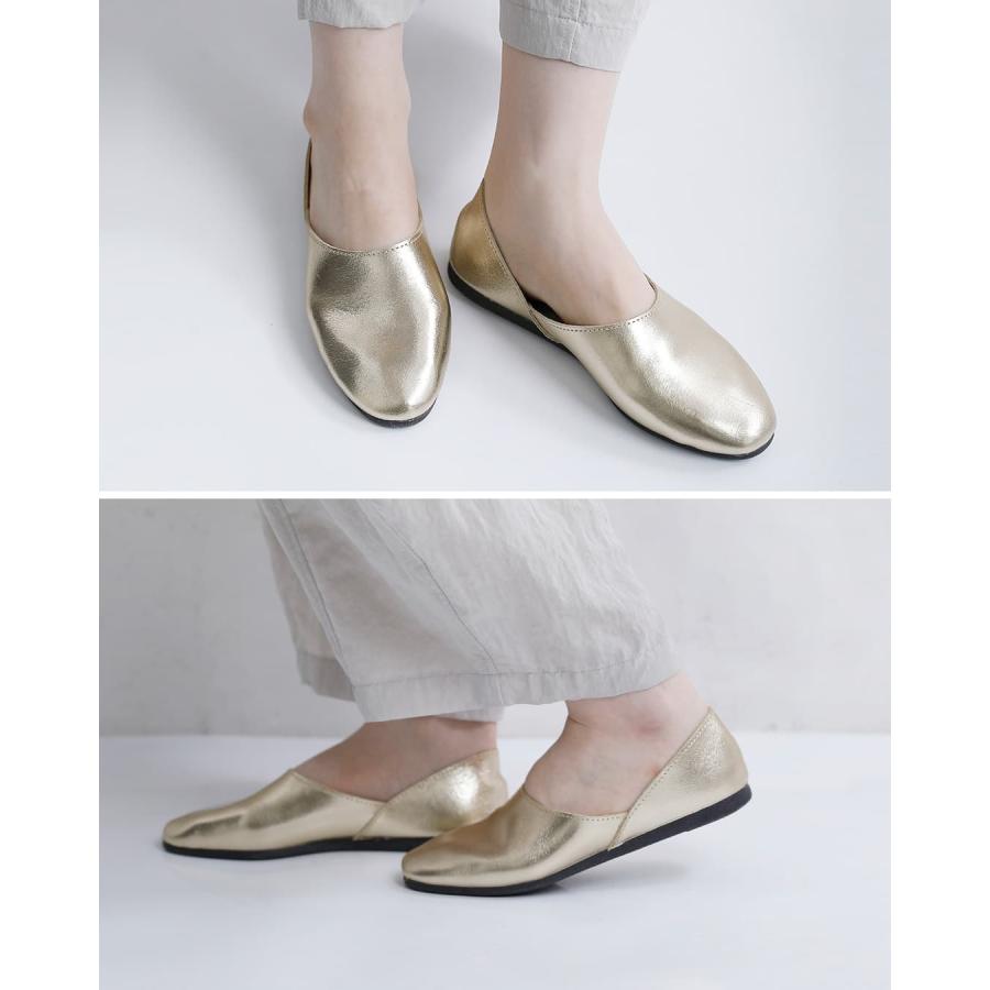 JAVERFLEX（ジャバフレックス） レザー メタリック フラットシューズ