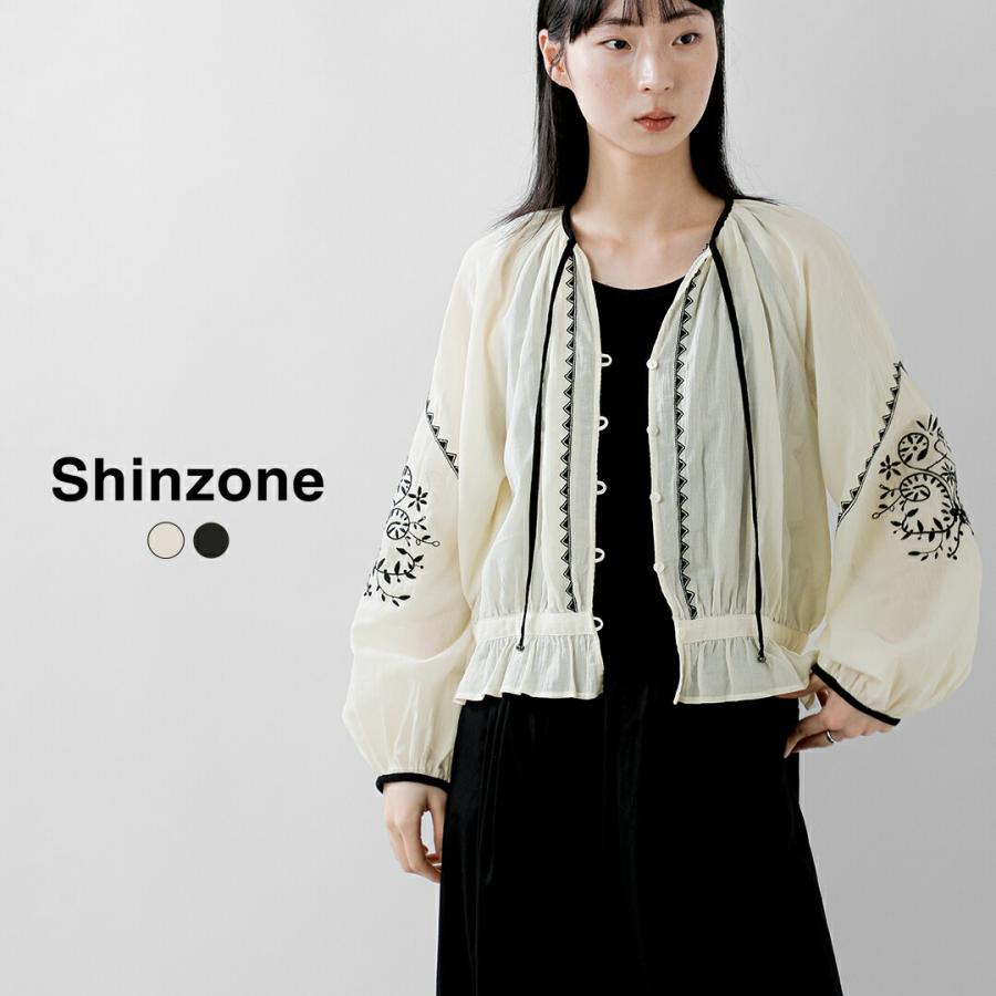 Shinzone（シンゾーン） コットン 刺繍 ギャザー ブラウス EMBROIDERED