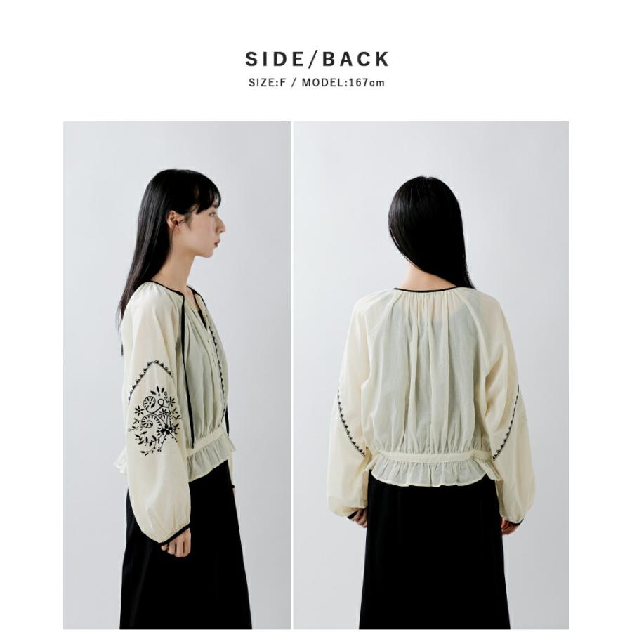 【美品】刺繍ギャザーブラウス B.C STOCK（ベーセーストック） ブラウス シャツ 手洗い可 / 刺繍