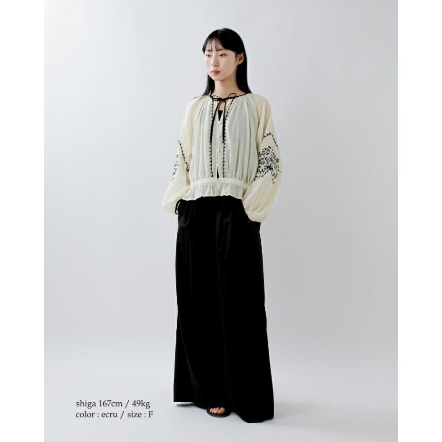Shinzone（シンゾーン） コットン 刺繍 ギャザー ブラウス EMBROIDERED