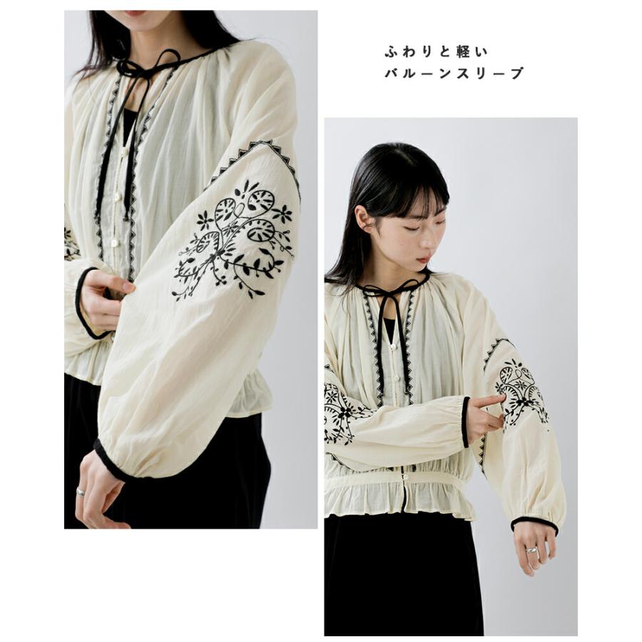 Shinzone（シンゾーン） コットン 刺繍 ギャザー ブラウス EMBROIDERED
