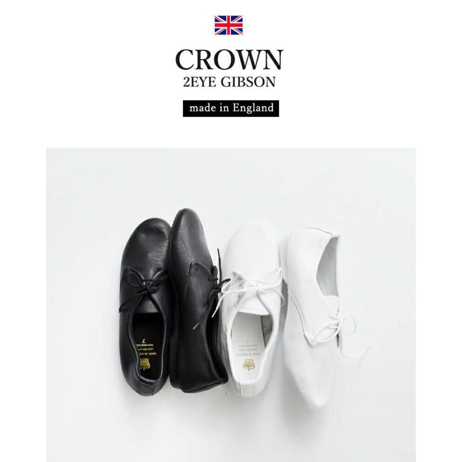 CROWN クラウン レザー レースアップ フラット シューズ 2eye-gibson 