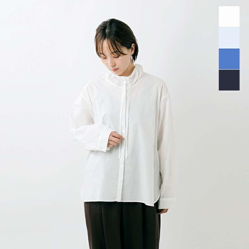 【新品未使用】ミズイロインドスタンドカラーシャツ　綿100% フリーサイズ mizuiroind ミズイロインド mizuiro ind コットン ギャザー