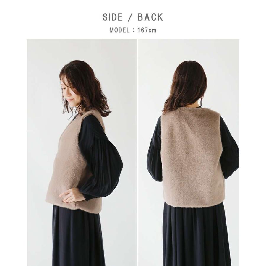 【ATELIER BRUGGE】シャーリングファーフーデッドベスト　2025 Atelier brugge／アトリエブルージュ】シャーリングファーフーデッド