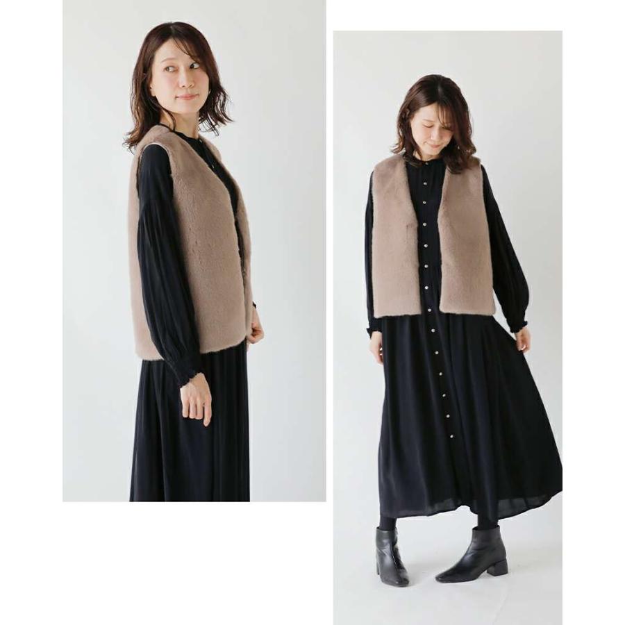 ATELIER BRUGGE】シャーリングファーフーデッドベスト 2025 柄フェイク