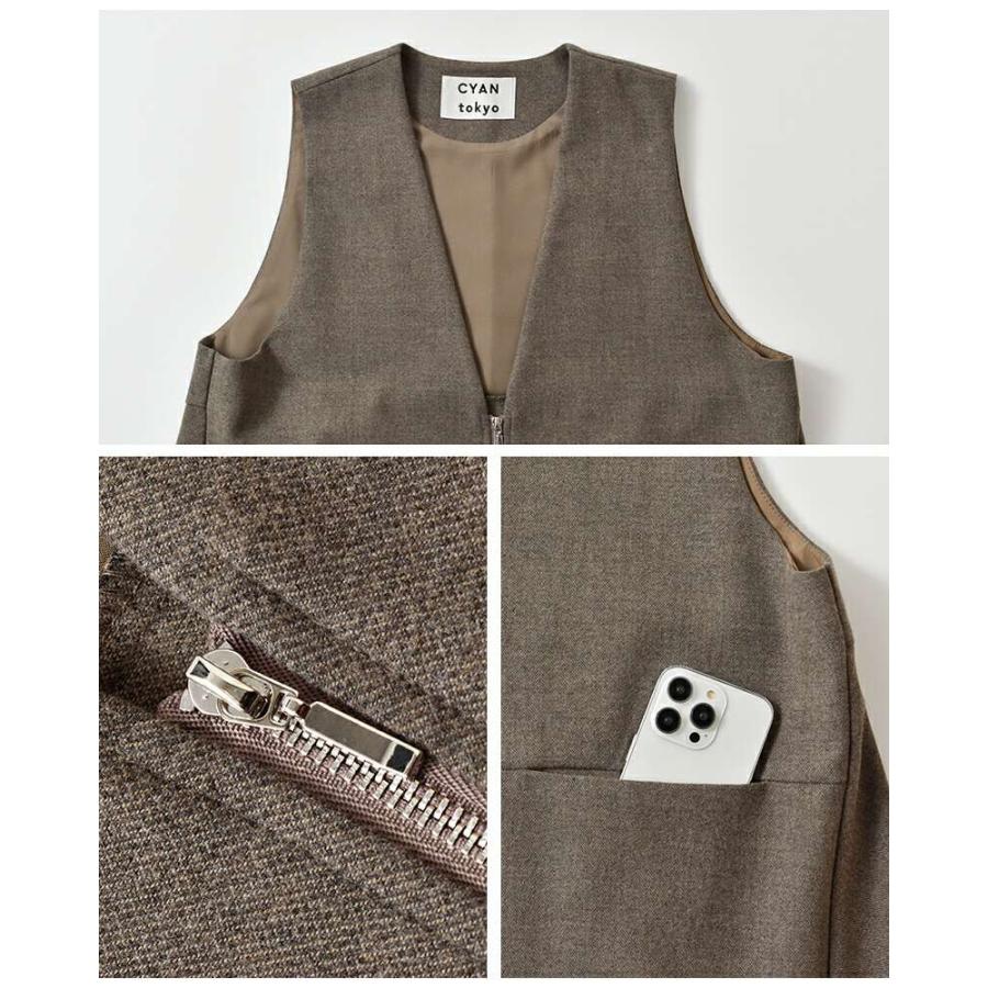 CYAN TOKYO（シアントーキョー） フラノ ZIP フレア ジレ 504385