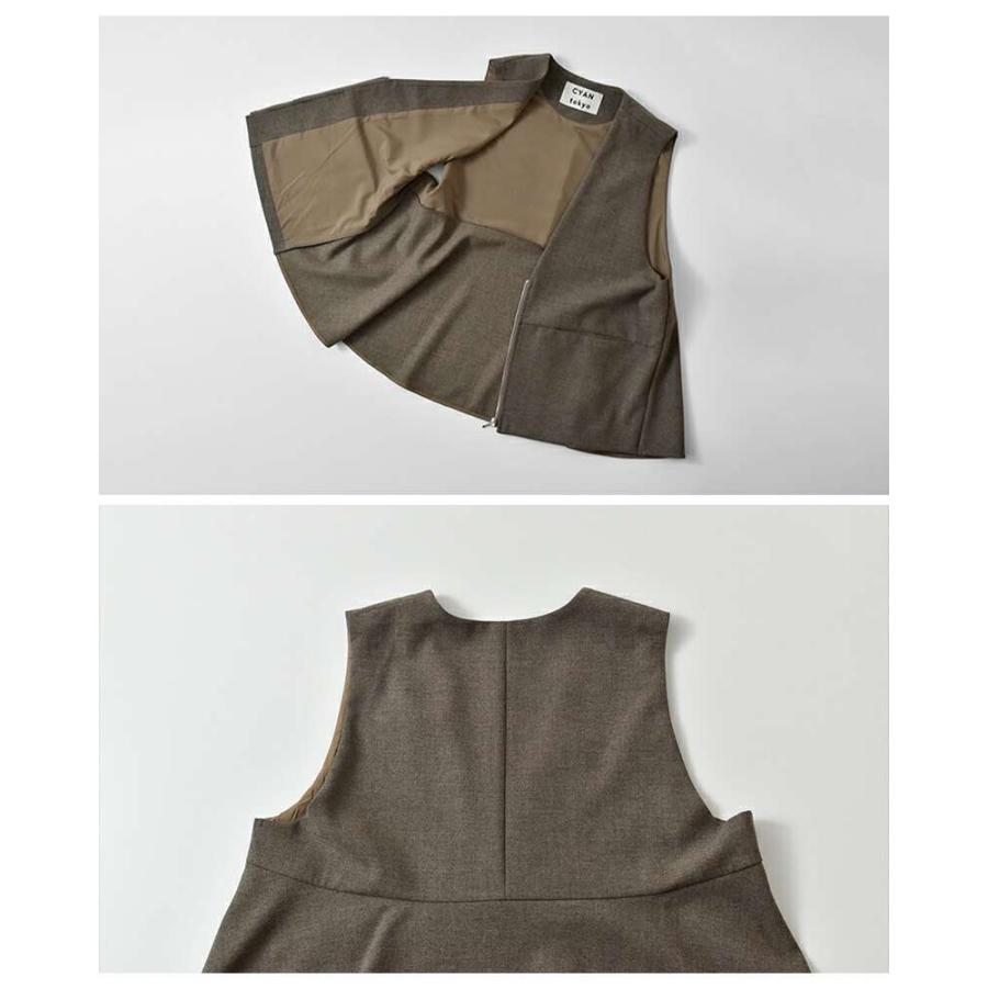 CYAN TOKYO（シアントーキョー） フラノ ZIP フレア ジレ 504385