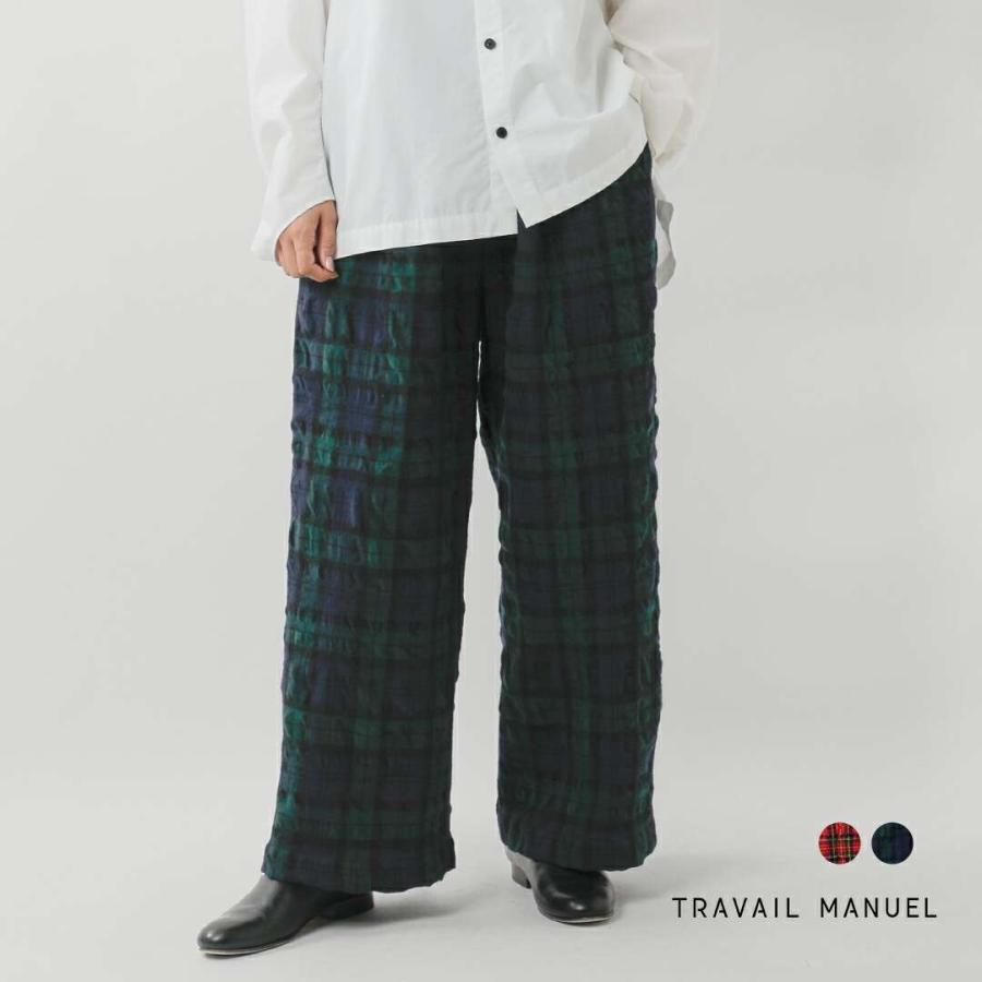 TRAVAIL MANUEL トラバイユマニュアル ウール コットン タータン インタック パンツ 5101-mt 2025aw新作 レディース ☆☆ クーポン対象 TRAVAIL MANUEL（トラバイユマニュアル） セール【20%OFF】トラバイユ