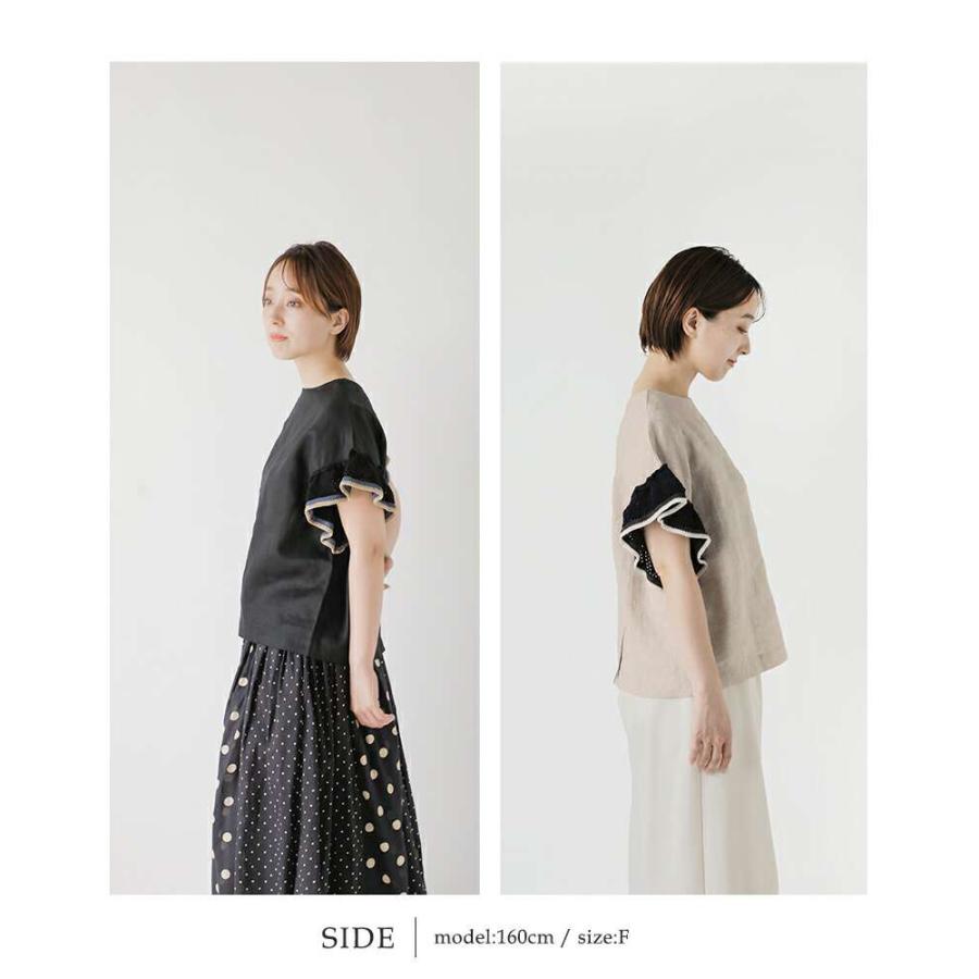 はるもも様美品 mao made マオメイド 袖フリルリネン2wayブラウス 黒 はるもも様美品 mao made マオメイド 袖フリルリネン2way