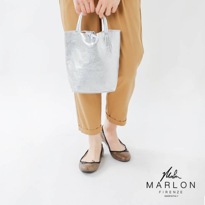 【未使用級】マーロンフィレンツェ トートバッグ ショッパーバッグ カウレザー 黒 Marlon Firenze/マーロンフィレンツェ】 Leather BORSA SHOPPER