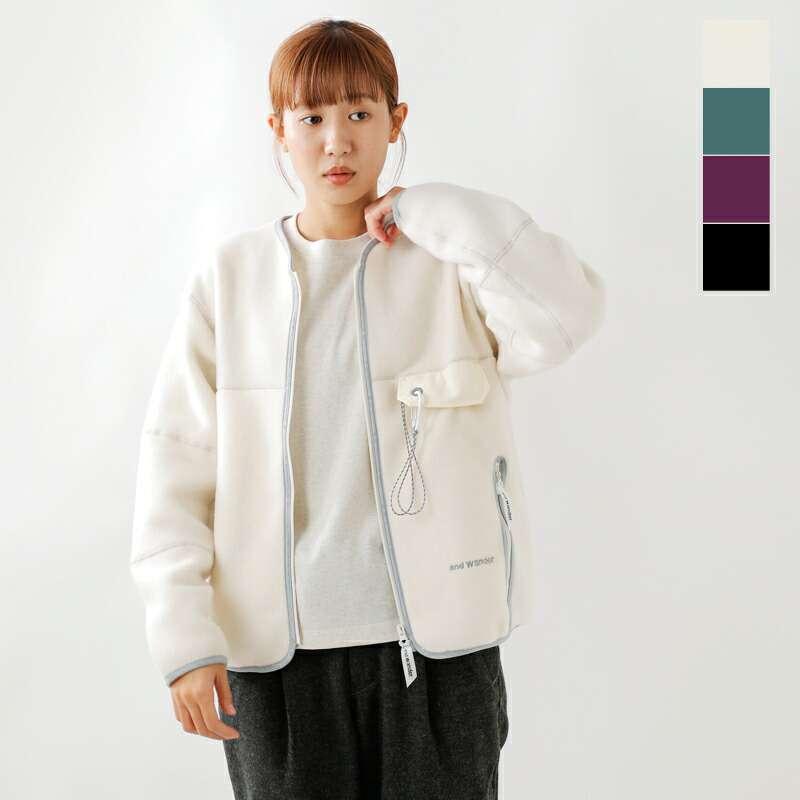 and wander（アンドワンダー） ウール フリース カーディガン wool