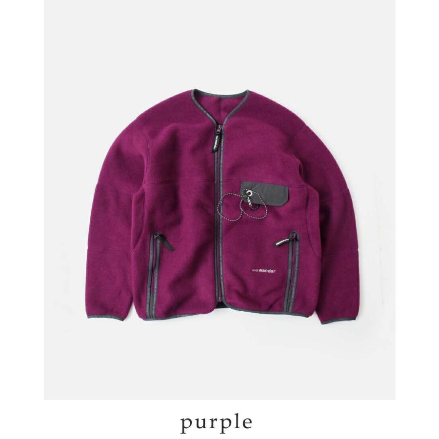 and wander アンドワンダー ウール フリース カーディガン wool