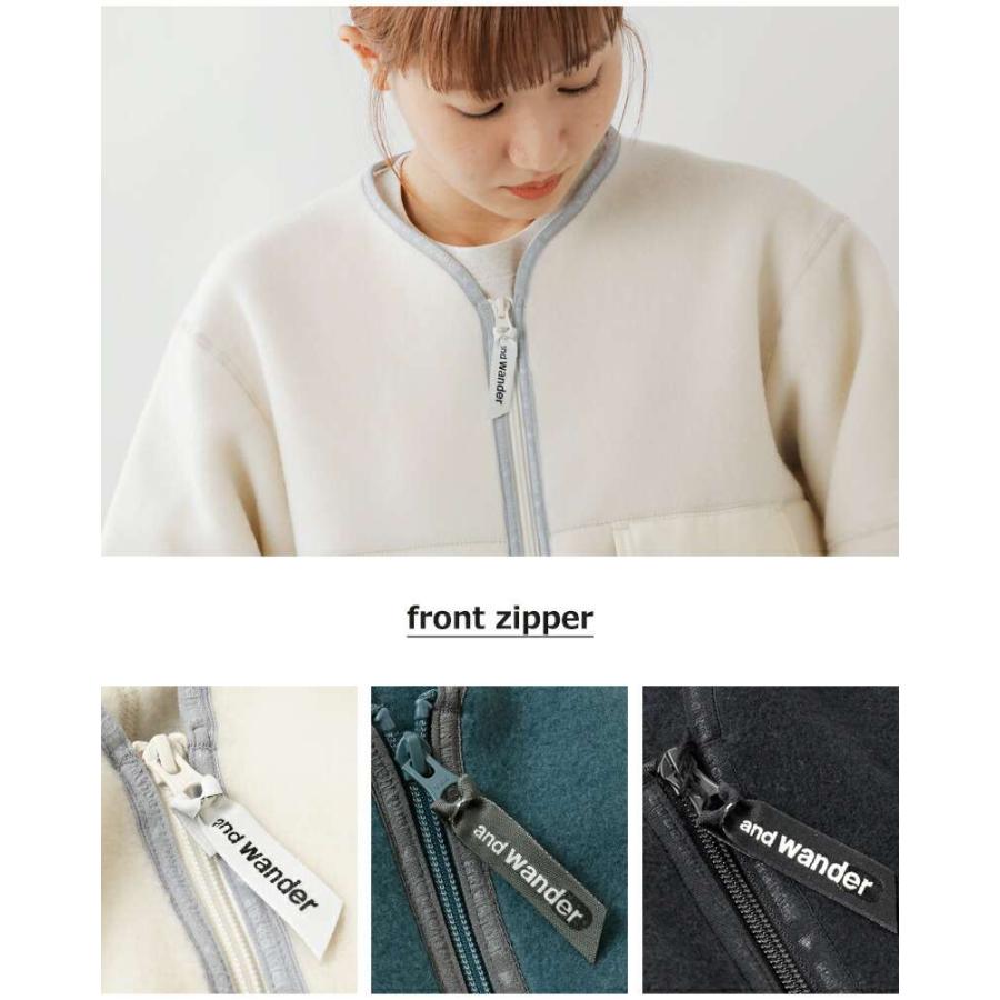 and wander（アンドワンダー） ウール フリース カーディガン wool