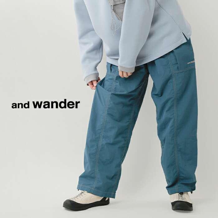 アン and wander（アンドワンダー） クリンクル ナイロン パンツ crinkled