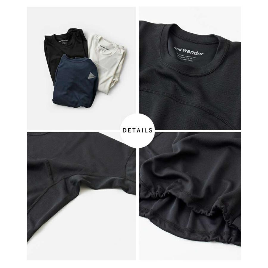 and wander（アンドワンダー） ドライ ジャージー ロングスリーブ T