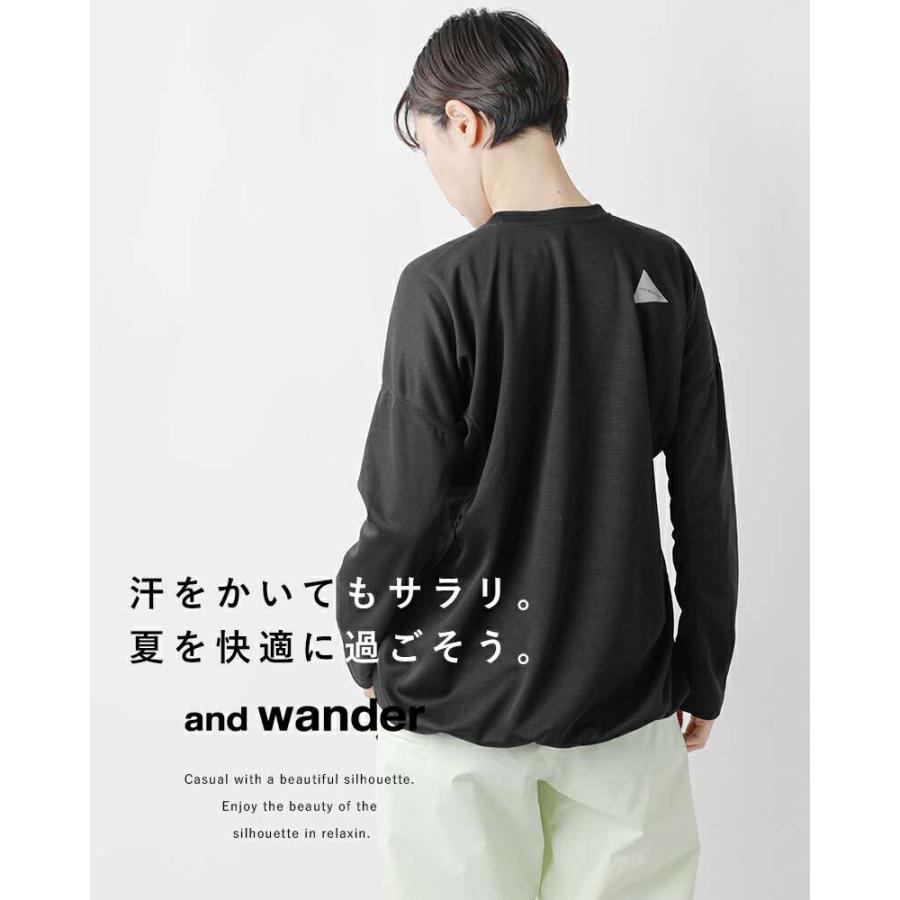 and wander（アンドワンダー） ドライ ジャージー ロングスリーブ T