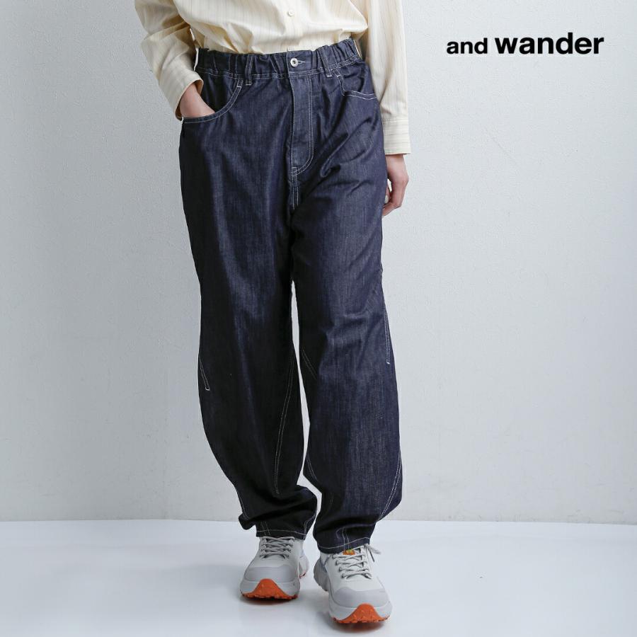 and wander（アンドワンダー） ドライイージーデニム ワイドパンツ dry