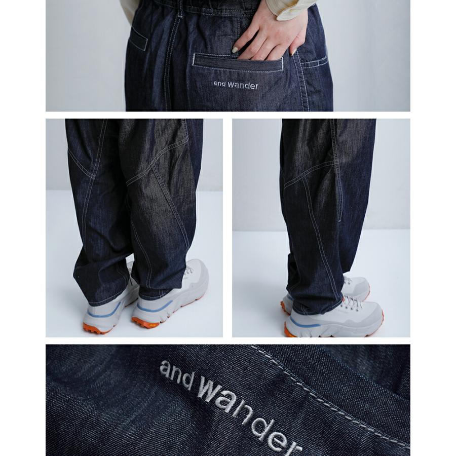and wander（アンドワンダー） ドライイージーデニム ワイドパンツ dry