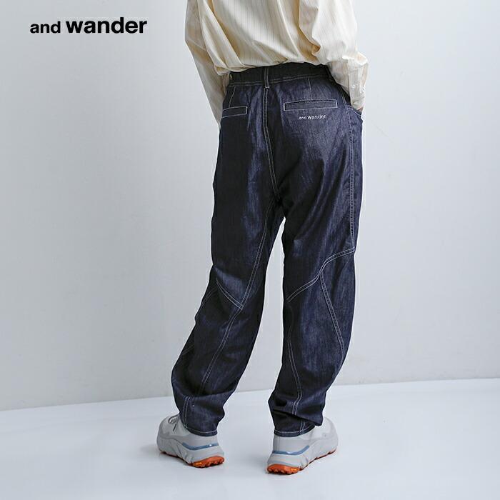and wander（アンドワンダー） ドライイージーデニム ワイドパンツ dry