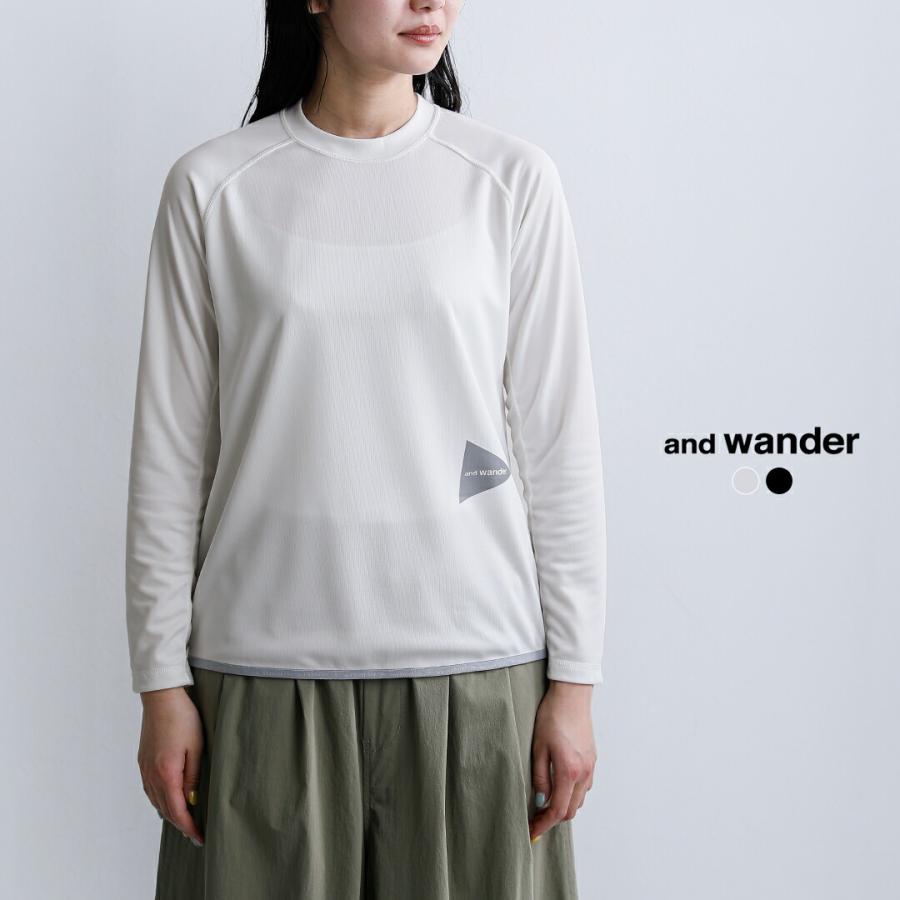 and wander（アンドワンダー） ドライジャージー ラグラン 長袖Tシャツ