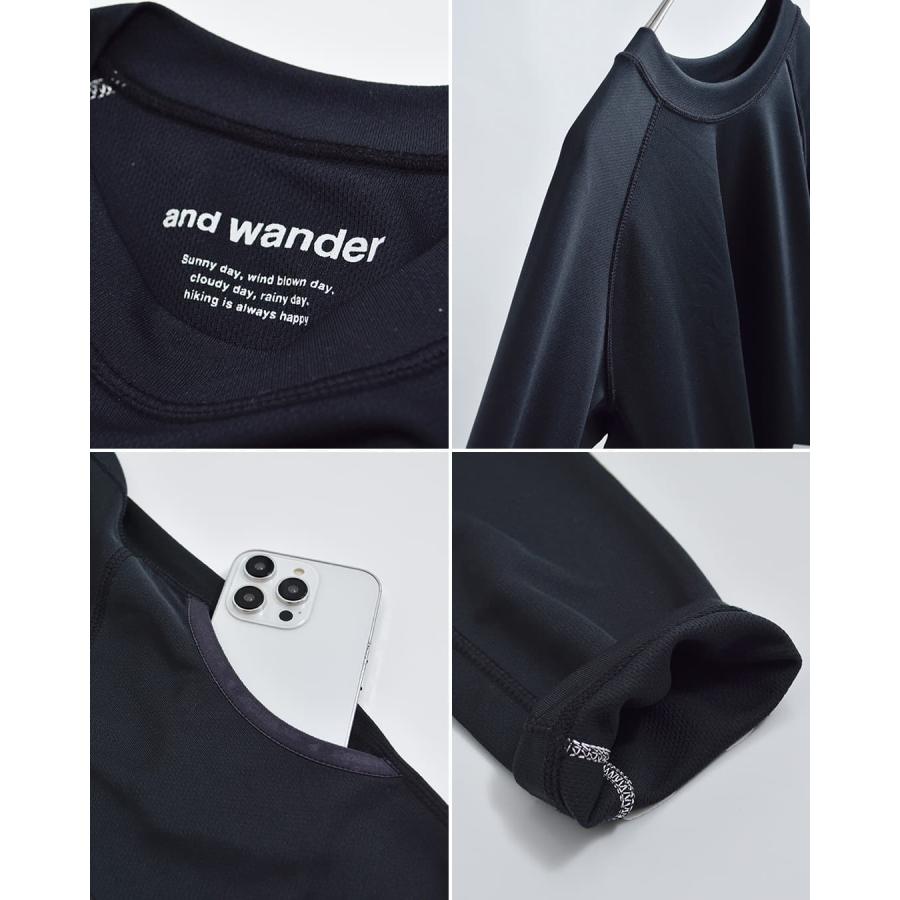 and wander｜ドライジャージ ラグランロングスリーブT（Black・２） and wander（アンドワンダー） ドライジャージー ラグラン 長袖Tシャツ