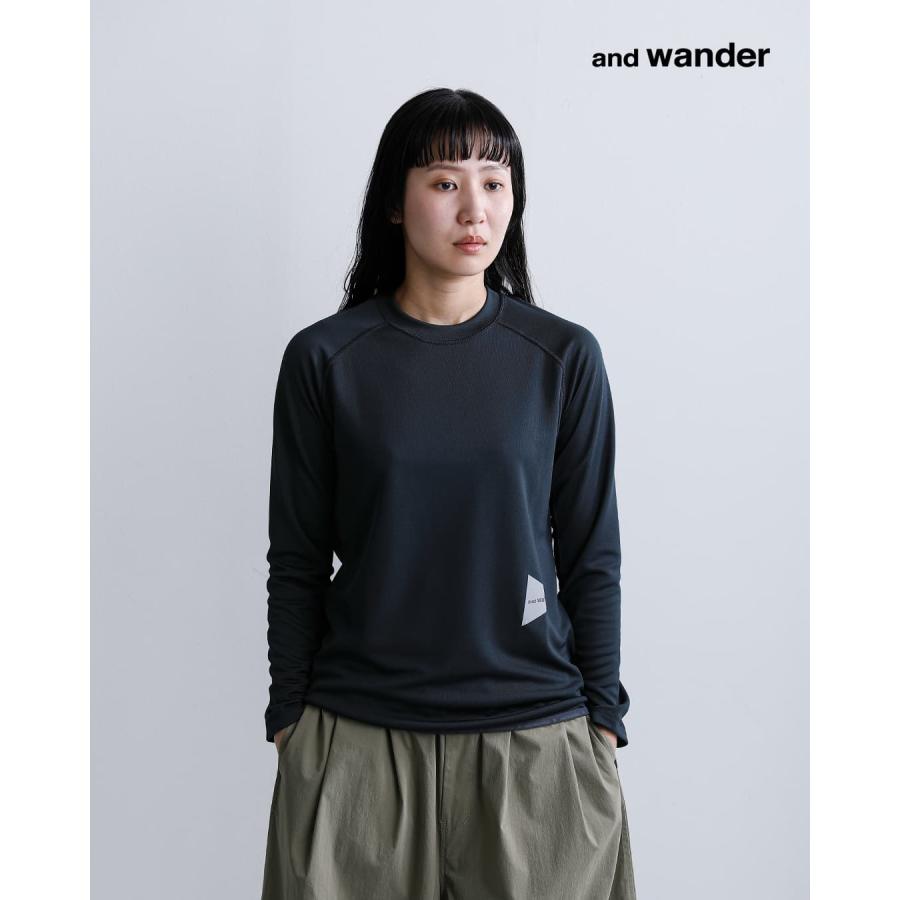 and wander（アンドワンダー） ドライジャージー ラグラン 長袖Tシャツ
