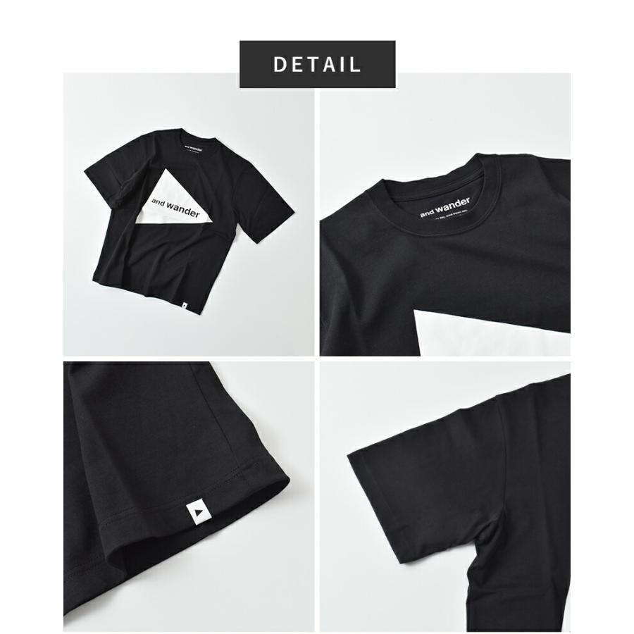 and wander（アンドワンダー） 速乾 ビッグロゴ 半袖Tシャツ and