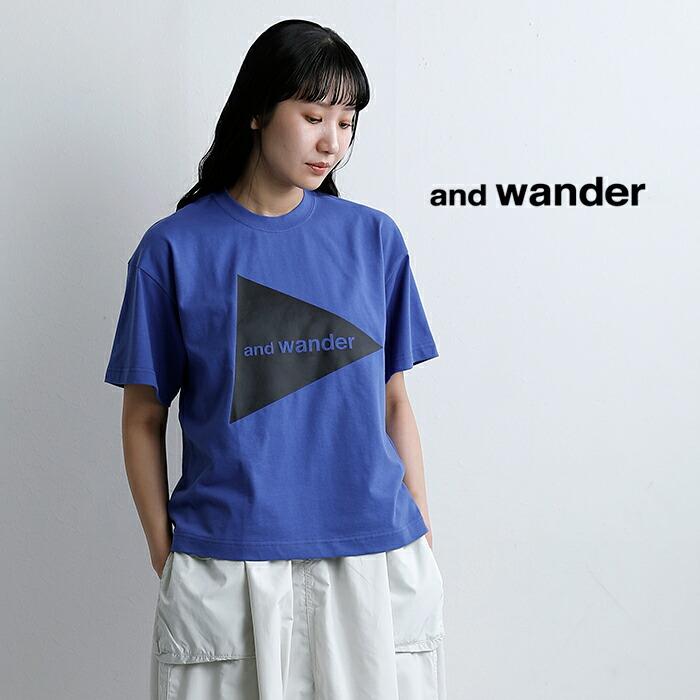 and wander（アンドワンダー） 速乾 ビッグロゴ 半袖Tシャツ and