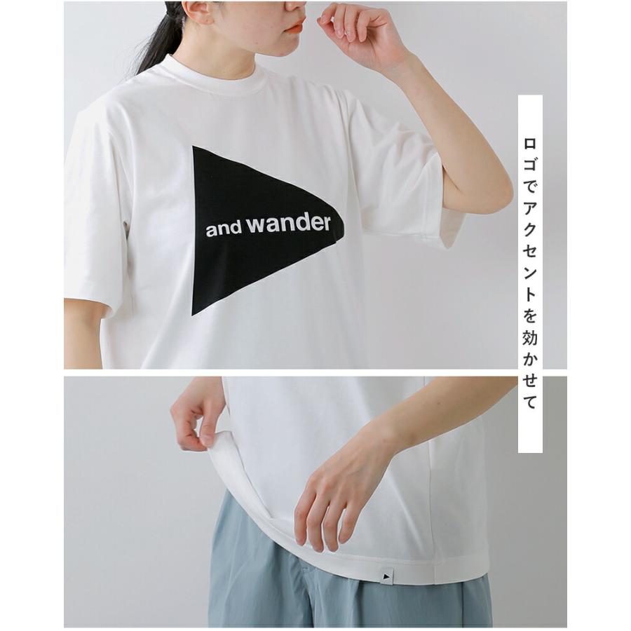 and wander（アンドワンダー） 速乾 ビッグロゴ 半袖Tシャツ and