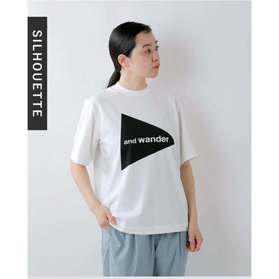 and wander（アンドワンダー） 速乾 ビッグロゴ 半袖Tシャツ and