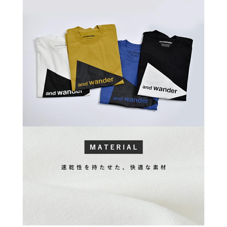 and wander（アンドワンダー） 速乾 ビッグロゴ 半袖Tシャツ and
