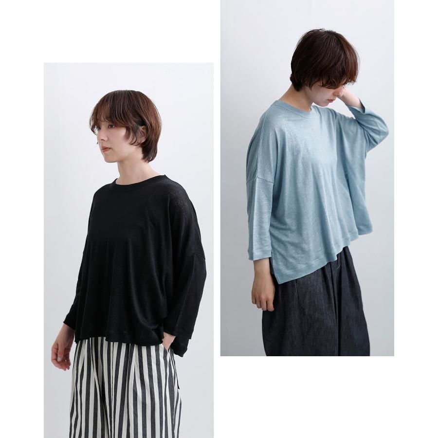 mao made（マオメイド） ベルギーリネン 7分袖 ワイド Tシャツ 611206