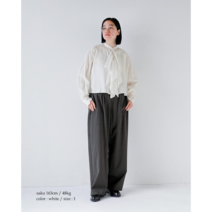 SAC ハバーサック HAVERSACK リネンポプリン クロップドフリルシャツ