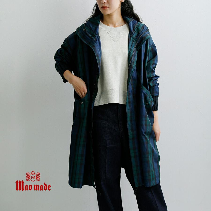 mao made（マオメイド） 撥水 ヴィンテージウェザー チェック フード