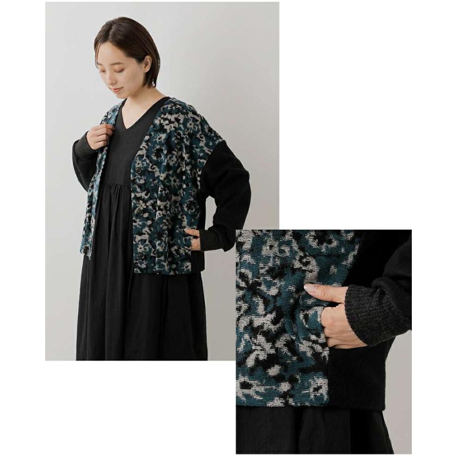 soi-e ソア  迷彩柄 ウール ニット Vネック 前開き カーディガン 740199 レディース 2025aw新作 ☆☆ クーポン対象 セール【40%OFF】ソア soi-e 迷彩柄 ウール ニット Vネック 前開き