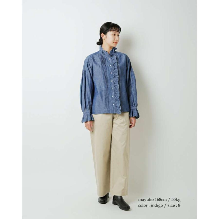 ナイジェルケーボン　ギャザーカラーブラウス　ストライプ　シャツ NIGEL CABOURN（ナイジェルケーボン） セール【20%OFF】ナイジェル